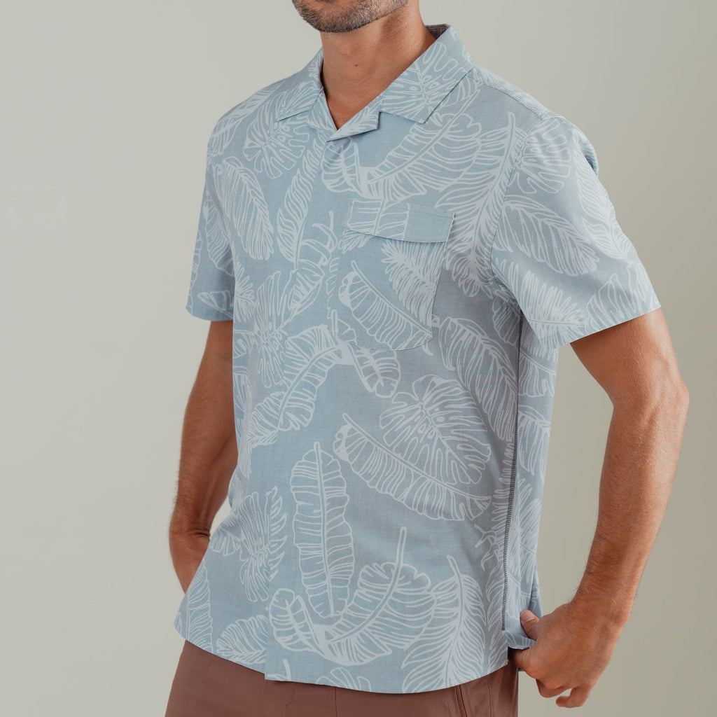 OLEU UV QUICK-DRY BOARDSHIRT - RAINFOREST SEA GREEN