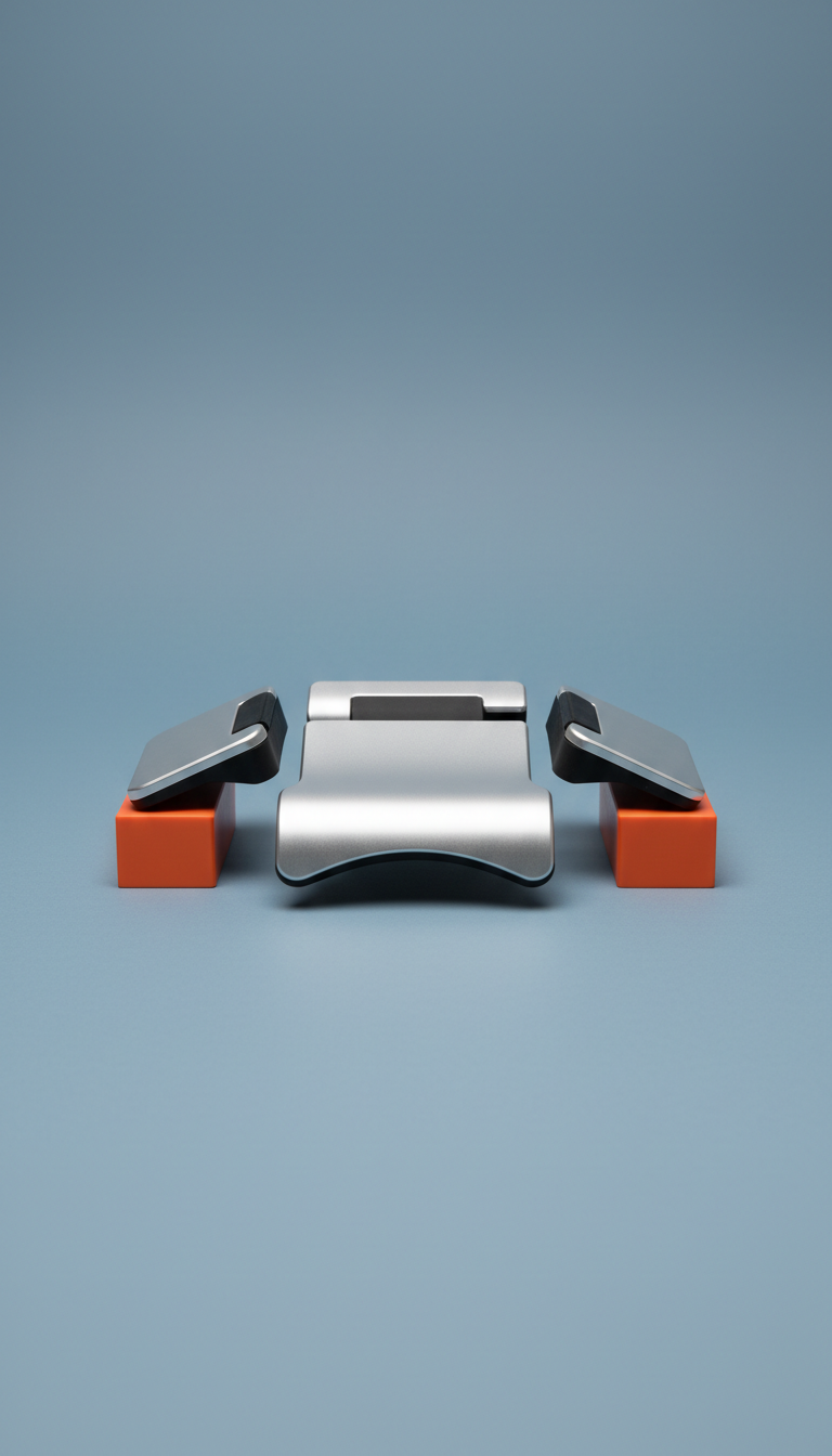 Ergonomic wrist rest in polished aluminum