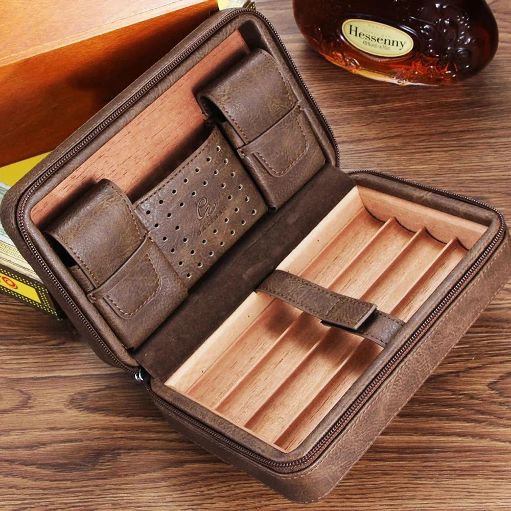 GALINER Travel Leather Cigar Humidor Case